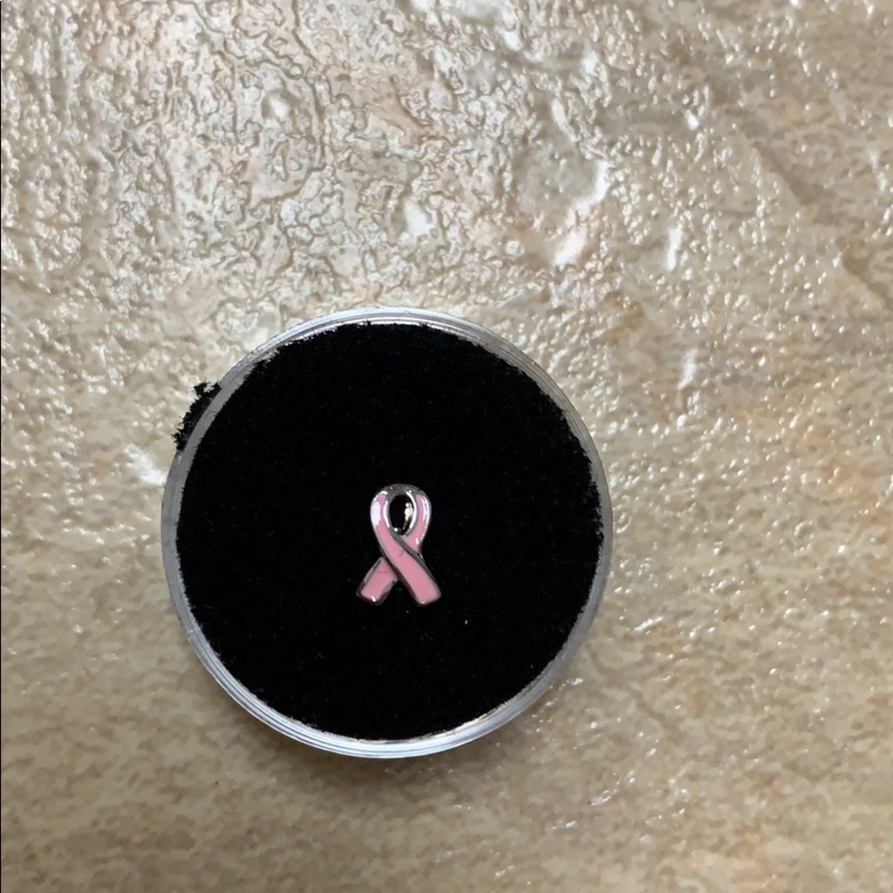 Never used origami owl pink ribbon charm